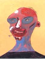 "Man chewing a matchstick"